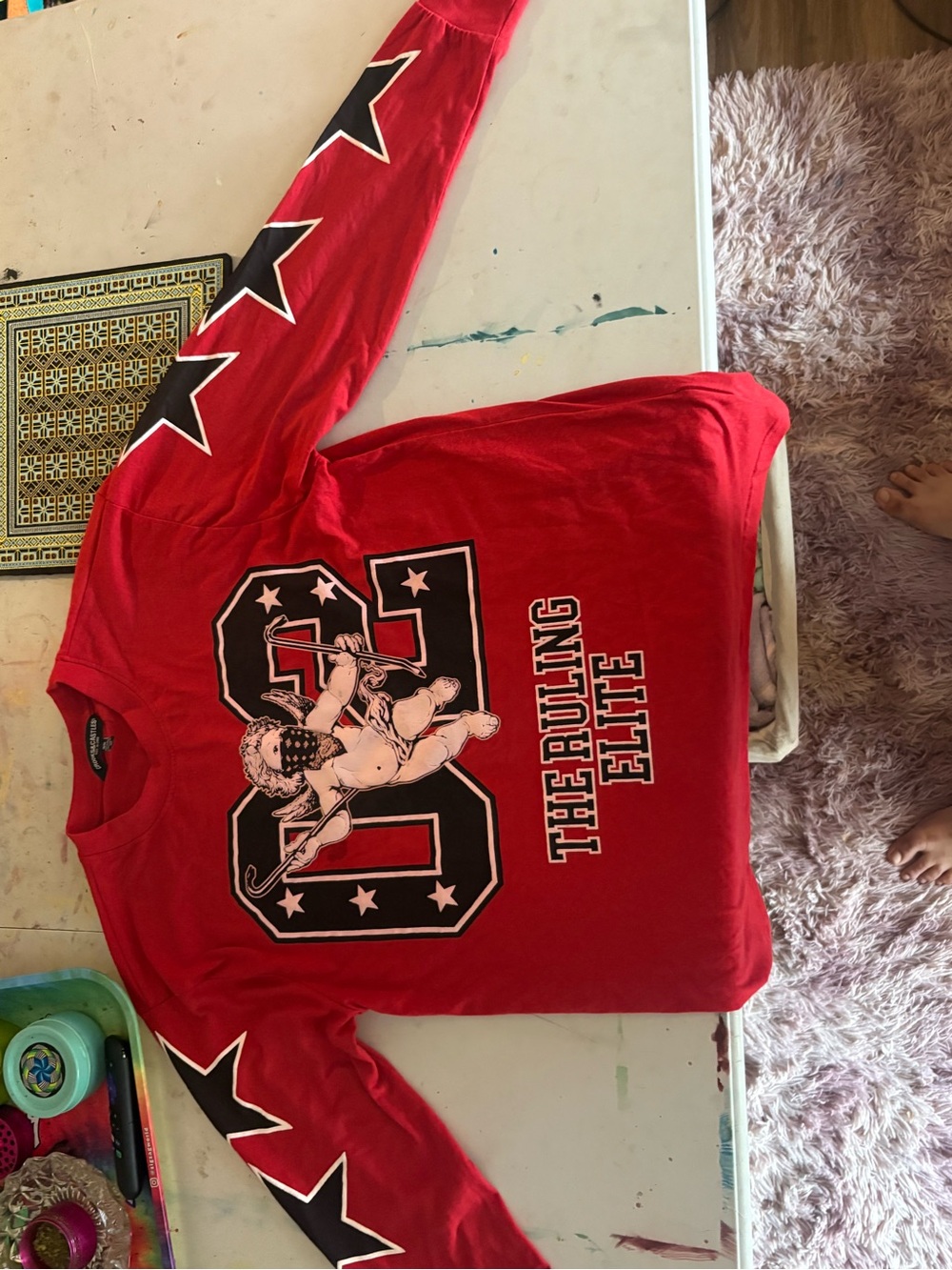 Crooks & Castles Red Long-Sleeve 'The Ruling Elite' Graphic Tee
